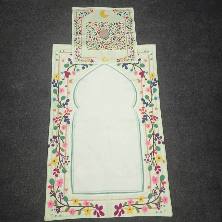 سجاده و جانماز طرح شکوفه سبز کد MKH21